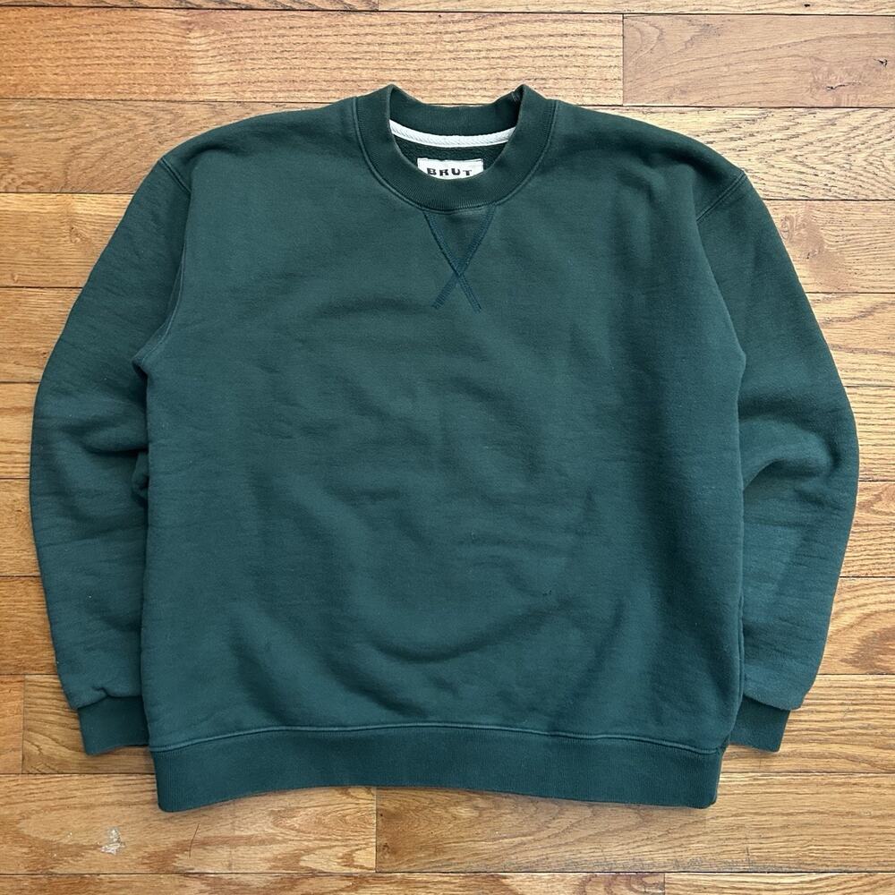 Brut Archives Heavyweight Cotton Green Pullover Sweatshirt 1 Small
